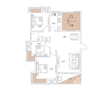 都市国际一期4室2厅1卫108㎡户型图