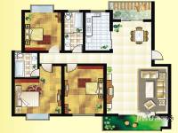 翠竹御景3室2厅2卫128㎡户型图