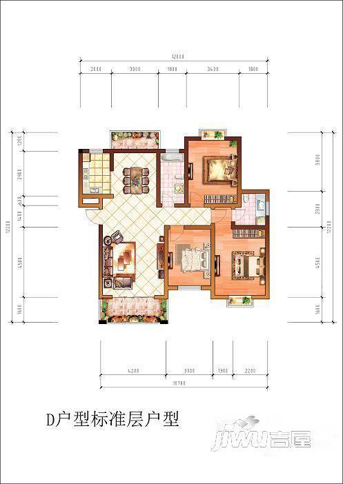 怡和源3室2厅2卫118.9㎡户型图